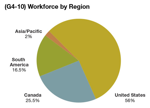 Workforce by region chart
